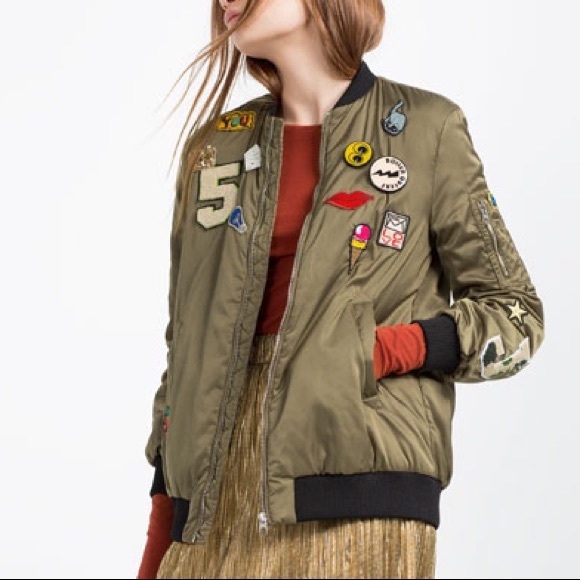 zara bomber jacket with patches